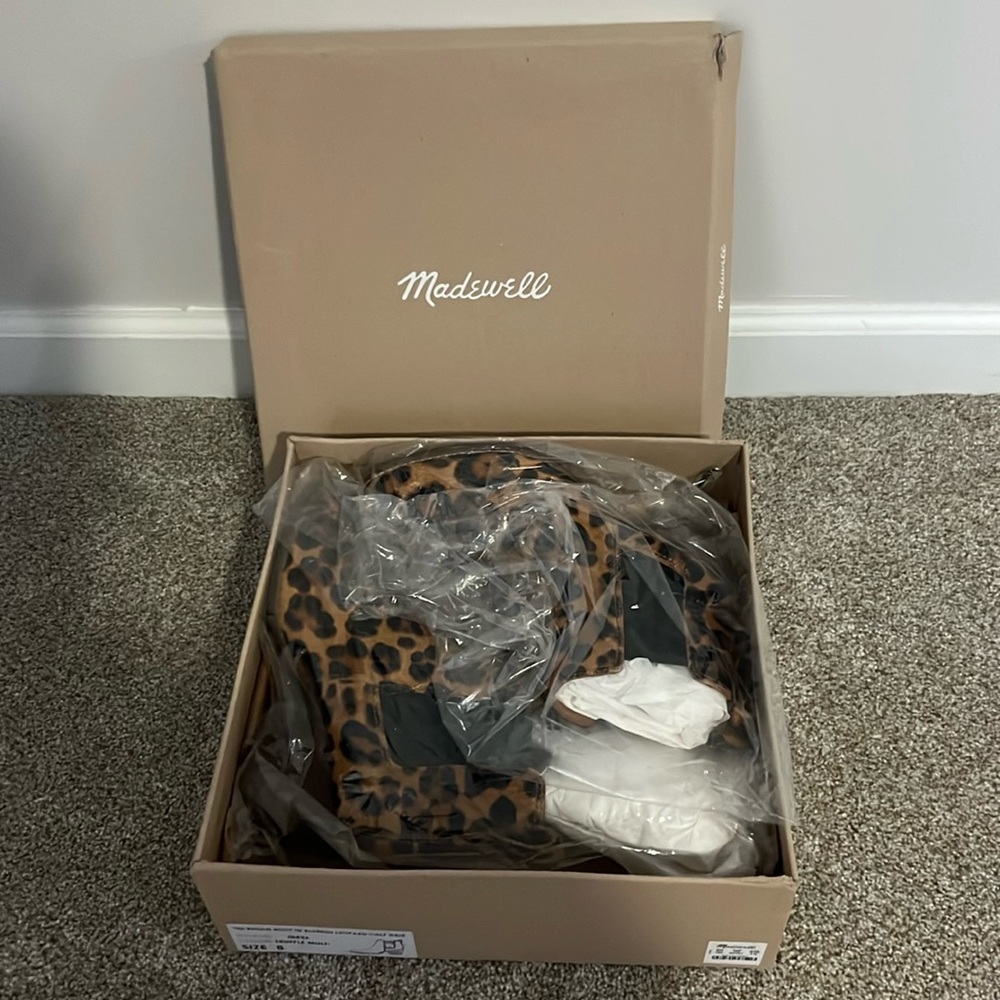 Madewell Regan boot in blurred leopard calf hair